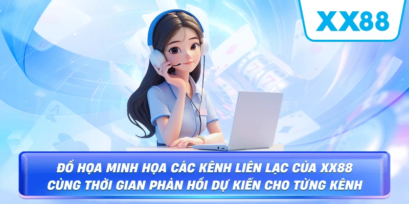 Đồ họa minh họa các kênh liên lạc của XX88 cùng thời gian phản hồi dự kiến cho từng kênh