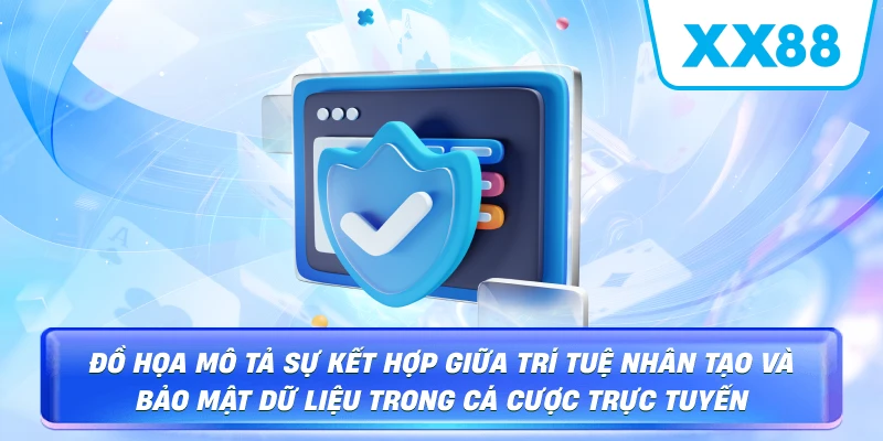 Đồ họa mô tả sự kết hợp giữa Trí tuệ nhân tạo và Bảo mật dữ liệu trong cá cược trực tuyến