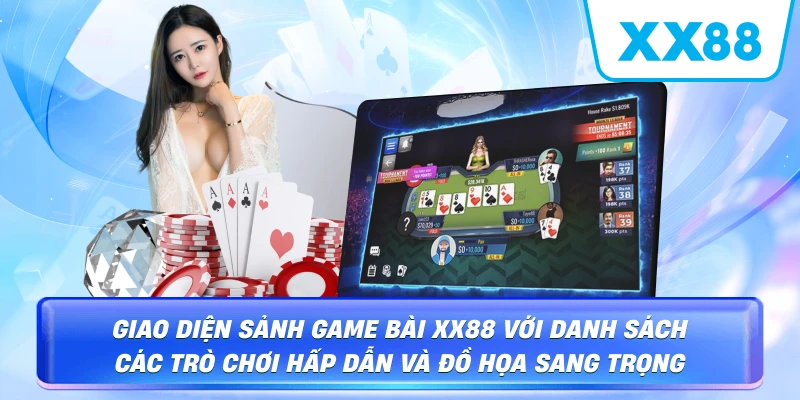 Giao diện sảnh Game Bài XX88 với danh sách các trò chơi hấp dẫn và đồ họa sang trọng